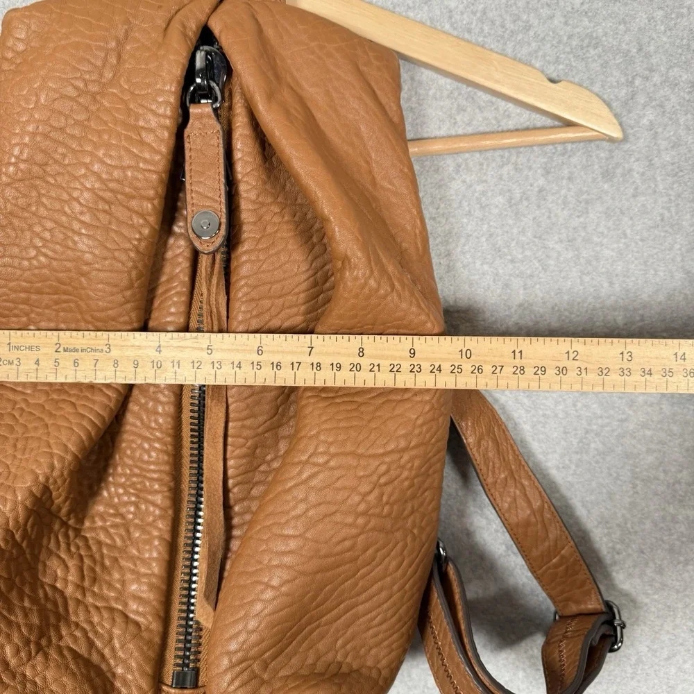 Aimee Kestenberg Leather Backpack Brown Zipper Travel Concert Pebbles